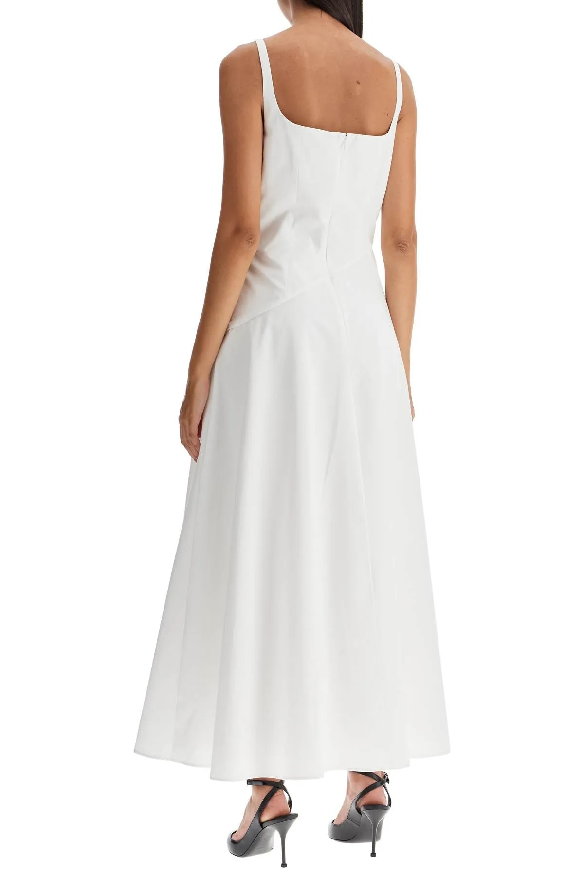 White Sweetheart Neckline Midi Dress