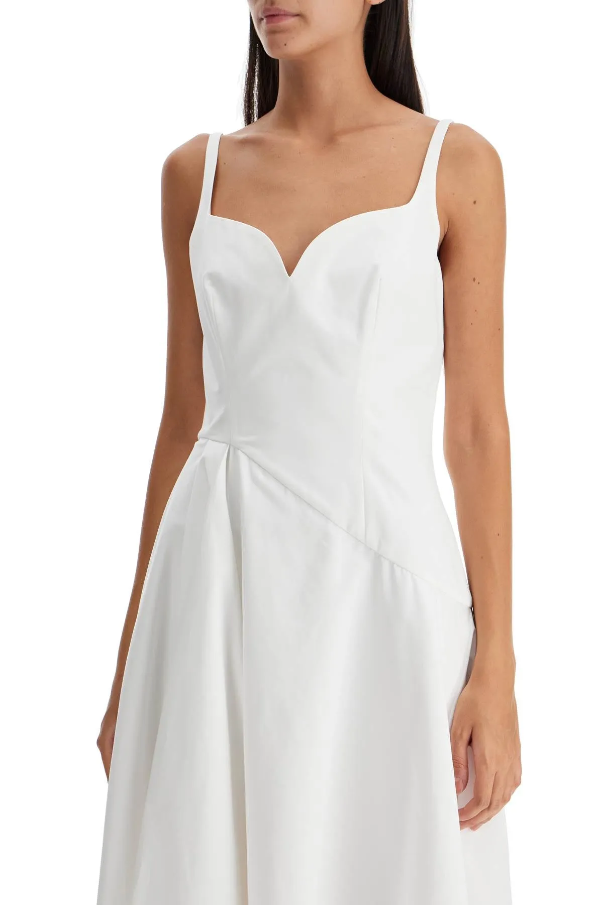 White Sweetheart Neckline Midi Dress