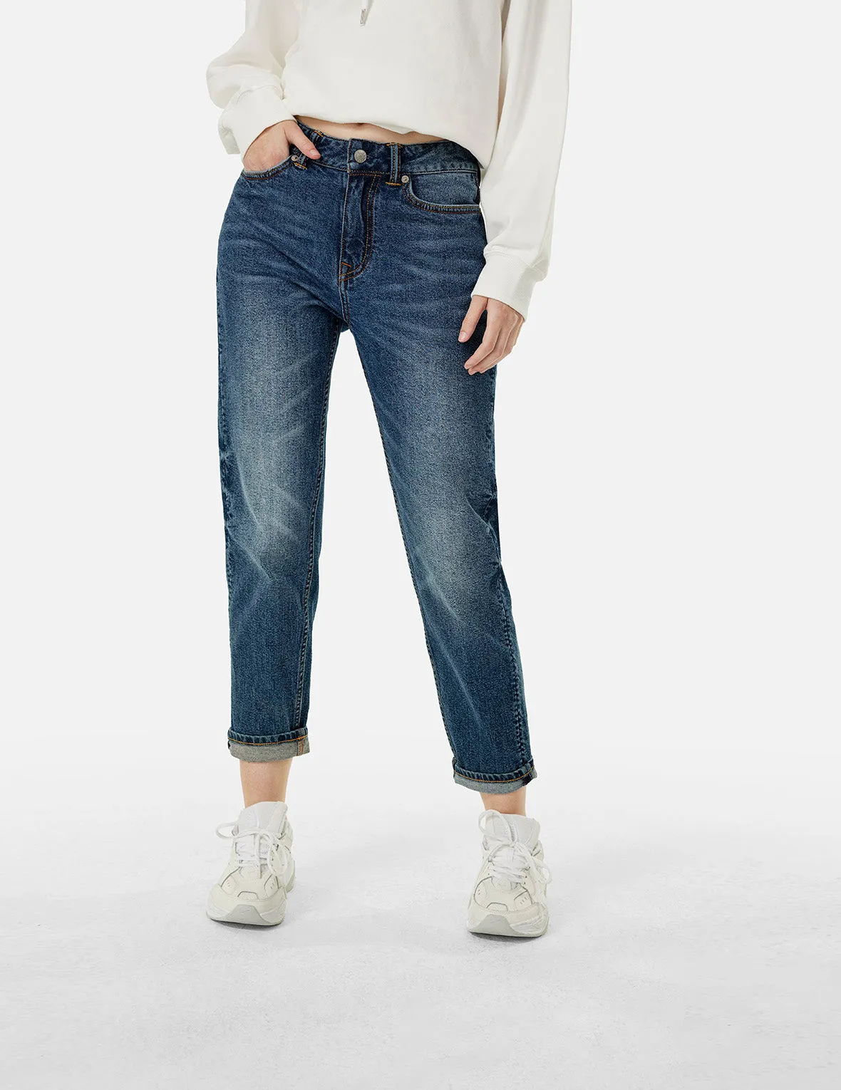 Modern Seagull Embroidered Relax Jeans