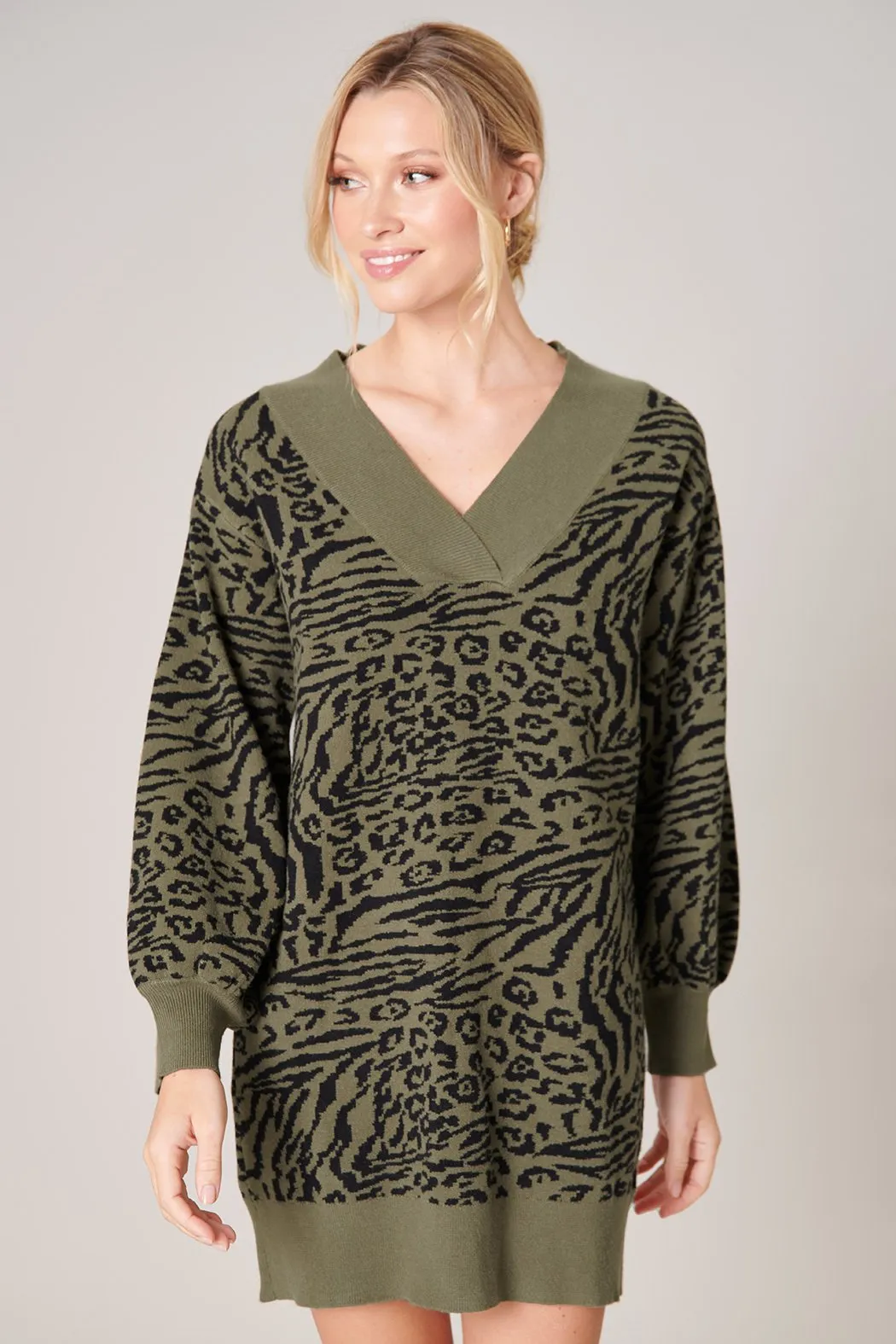 Mojave Animal Print Sweater Dress