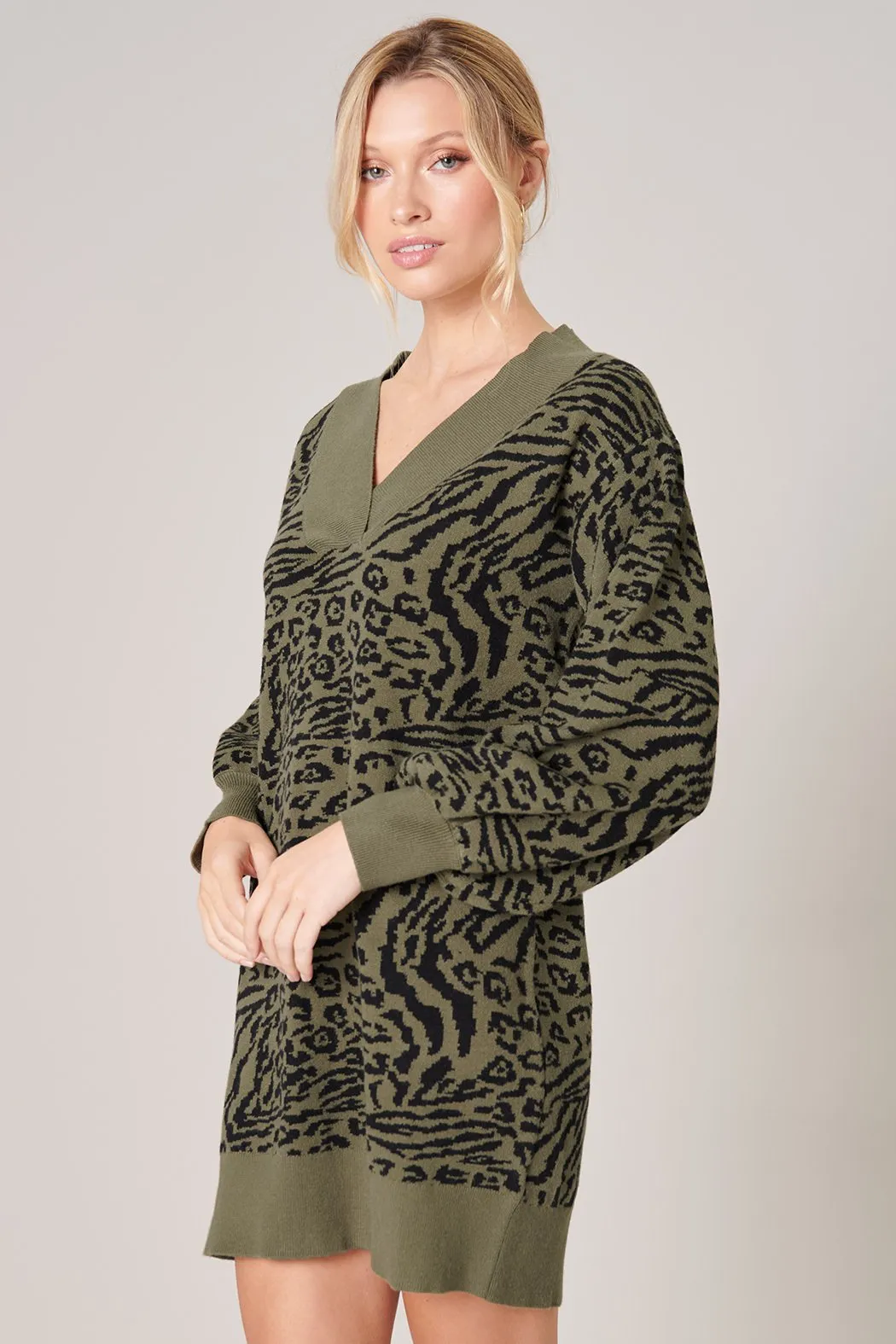 Mojave Animal Print Sweater Dress