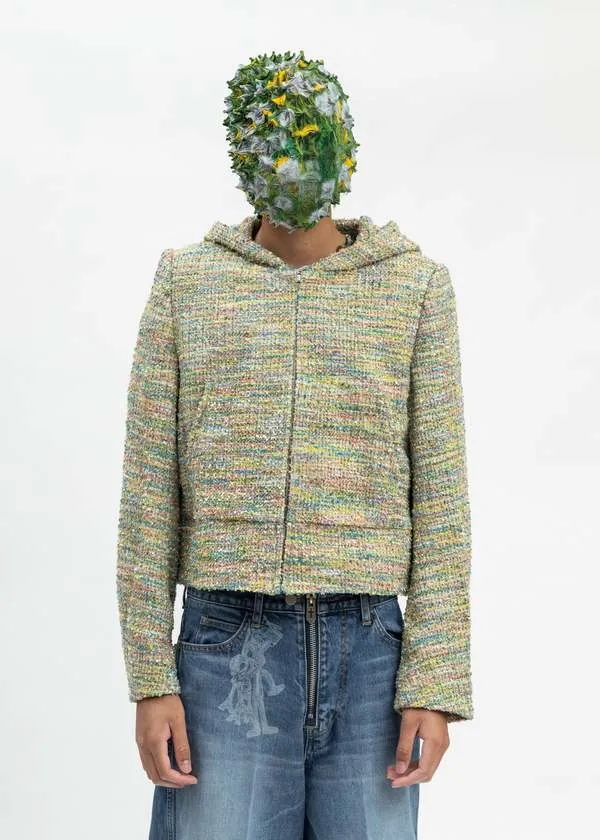 Multi-Colored Masu Candy Tweed Zip-up Hoodie