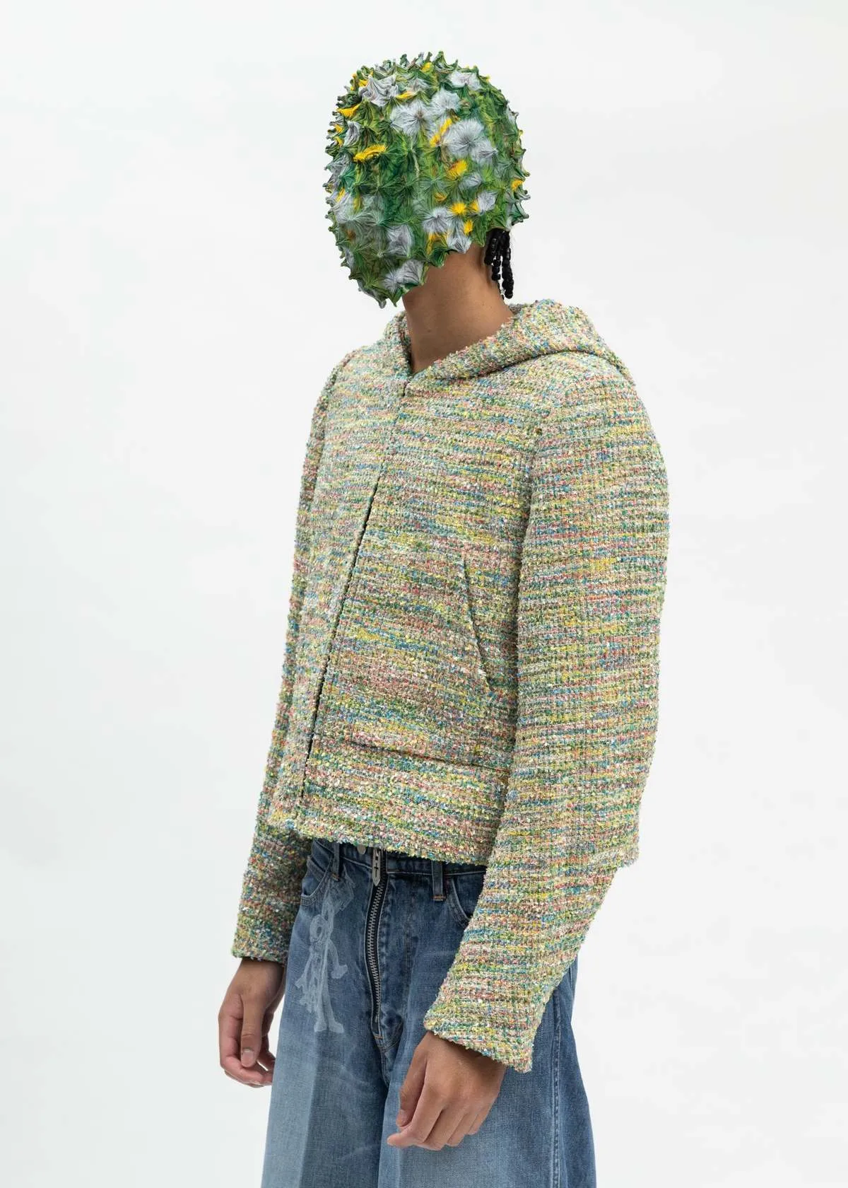 Multi-Colored Masu Candy Tweed Zip-up Hoodie