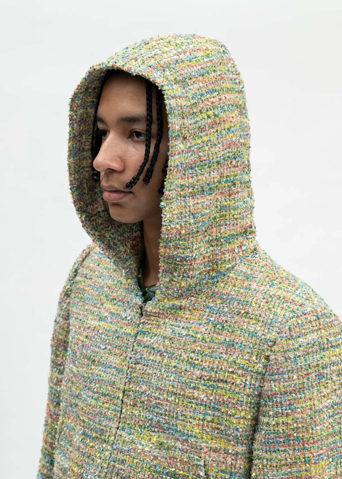 Multi-Colored Masu Candy Tweed Zip-up Hoodie