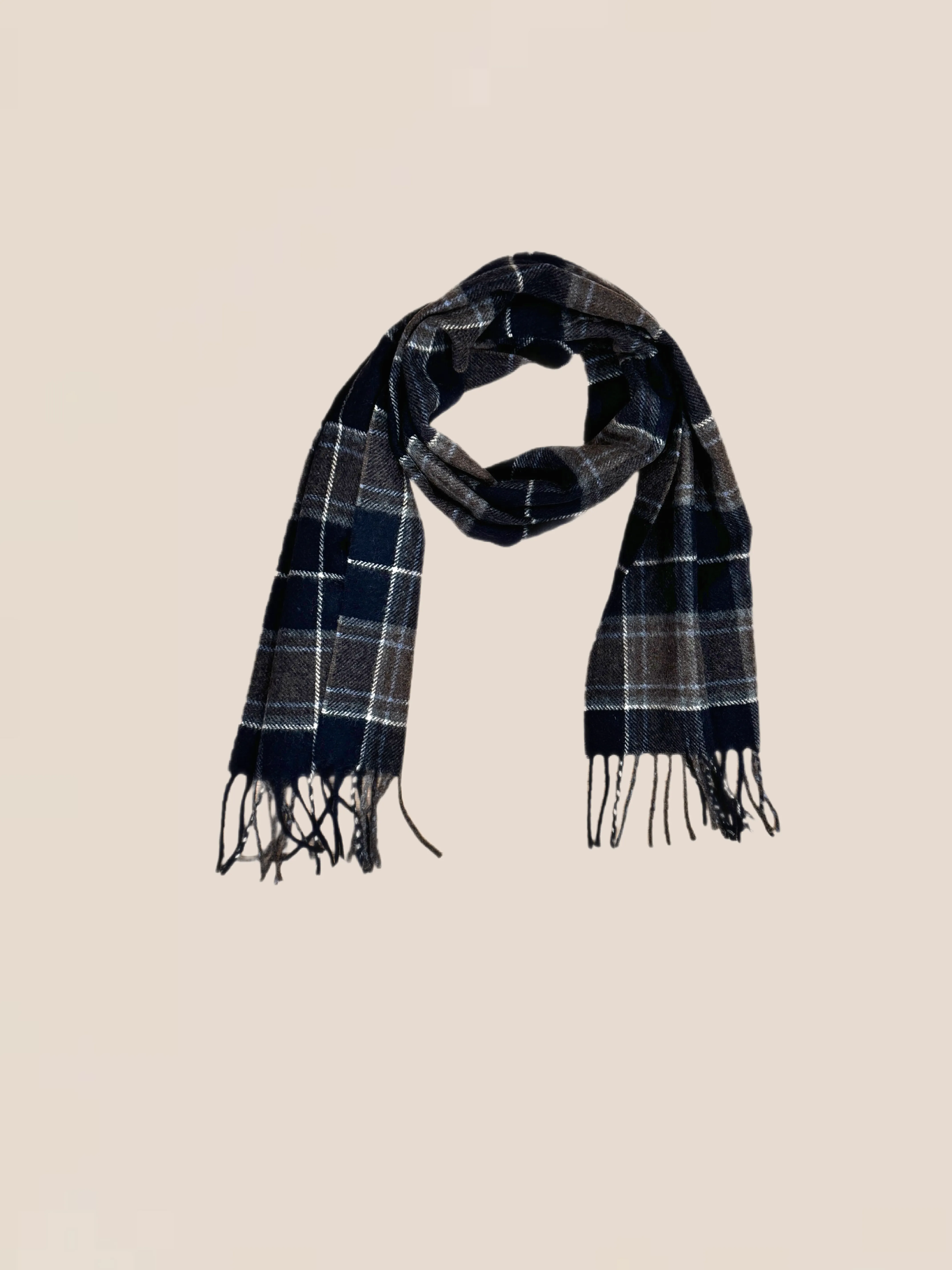 Navy and Gray Plaid Scarf