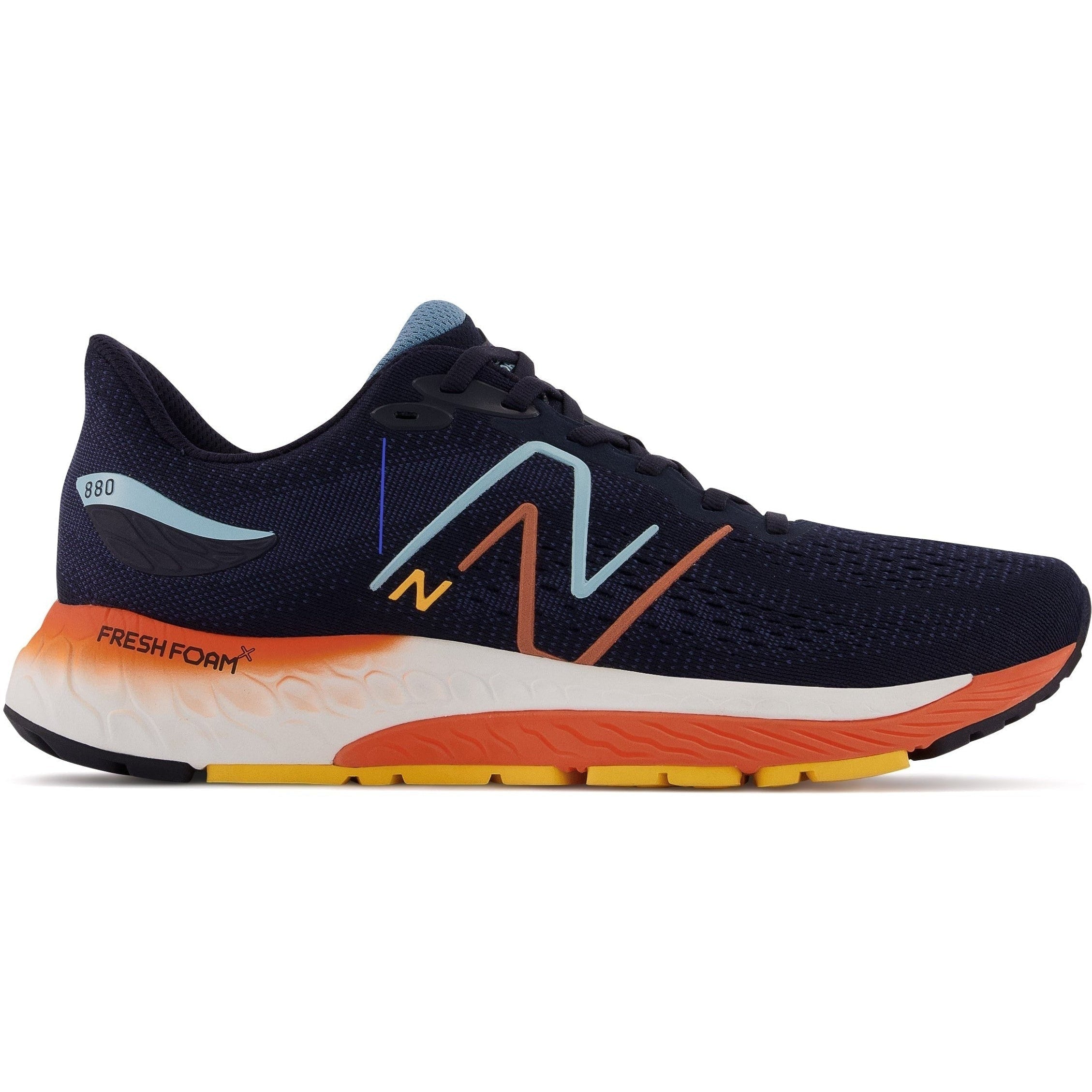 New Balance Fresh Foam X 880v12 Men's Running Shoes - Eclipse/Vibrant Apricot, Size 9 2E Wide