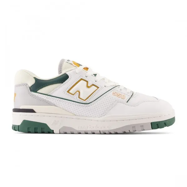 White/Nightwatch Green/Gray Men's BB550 BB550PWC Sneakers by New Balance