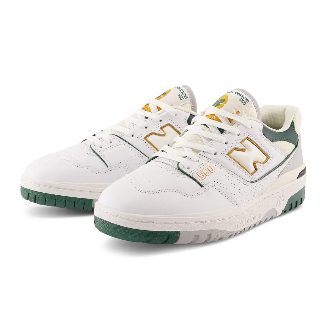 White/Nightwatch Green/Gray Men's BB550 BB550PWC Sneakers by New Balance