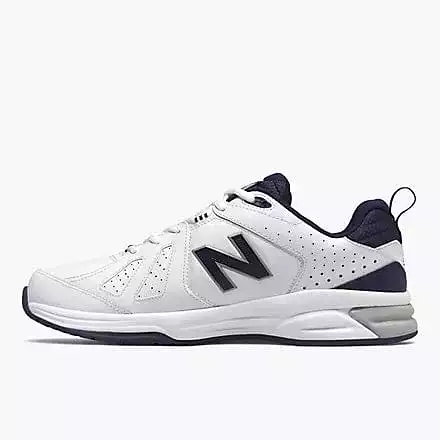 New Balance men's 624v5 white/navy shoe 2E wide