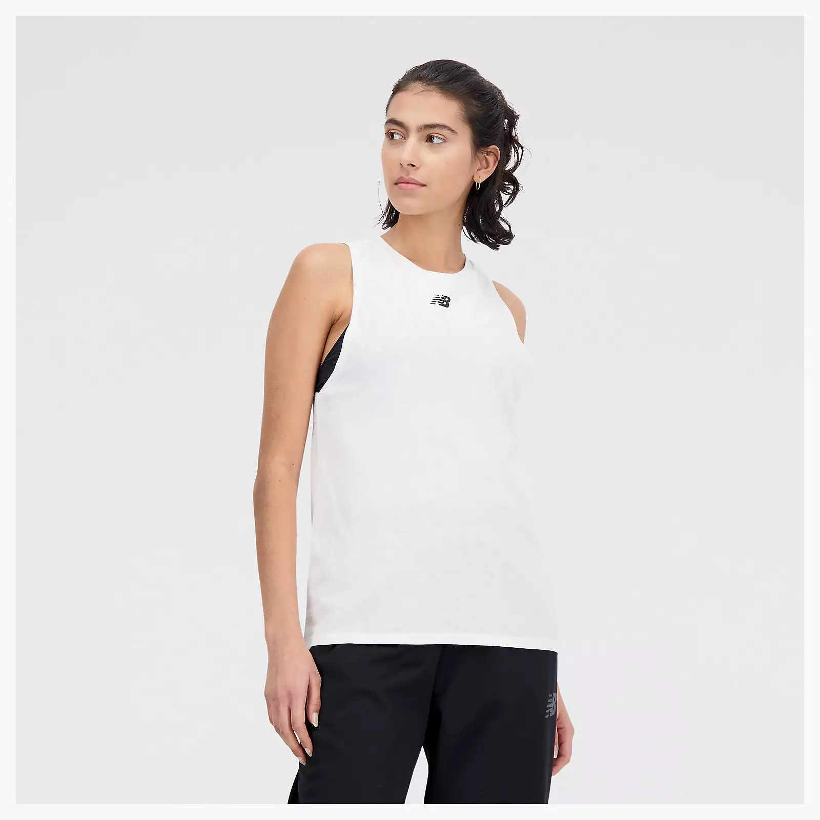 New Balance Women's Heather Tank - White: Women's White New Balance Heather Tank.