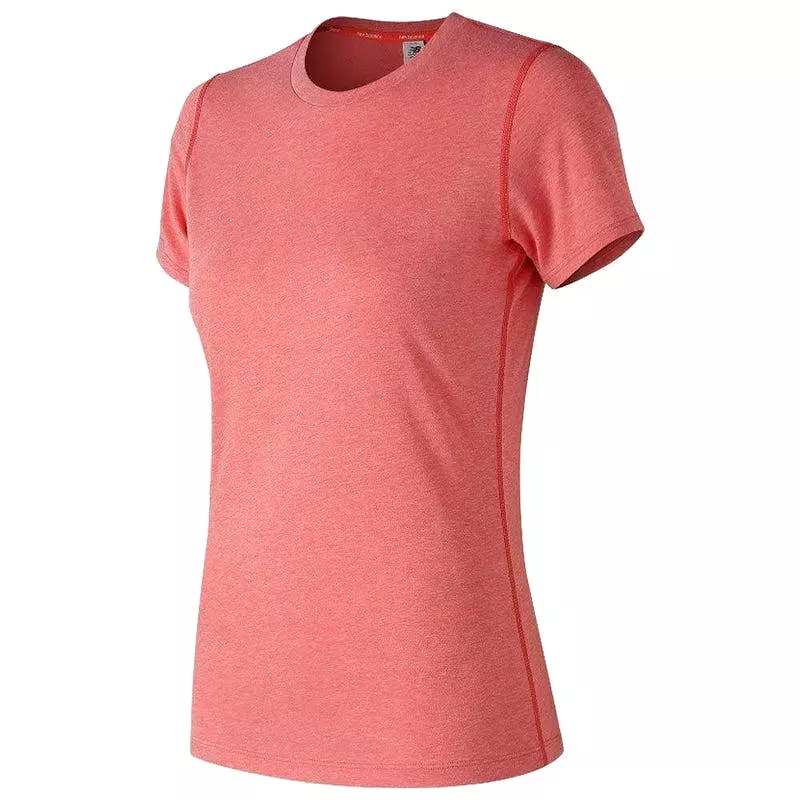 New Balance Women's Heather Tech Short Sleeve Pink