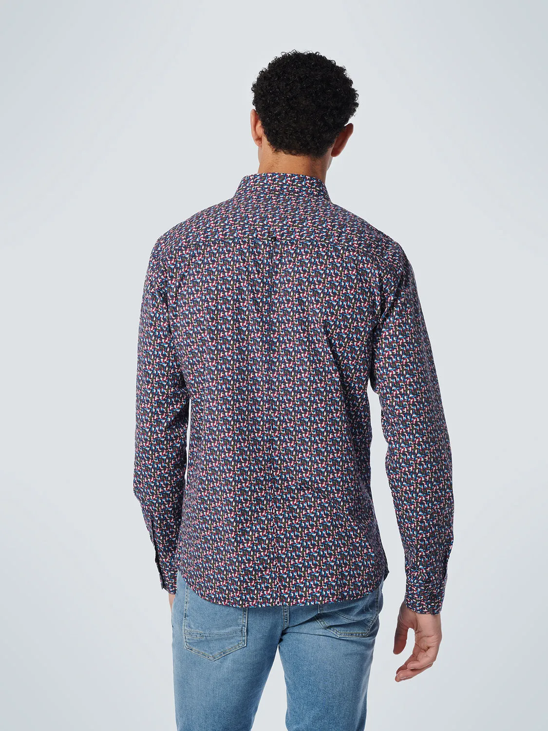 No Excess Mauve Allover Print Stretch Shirt