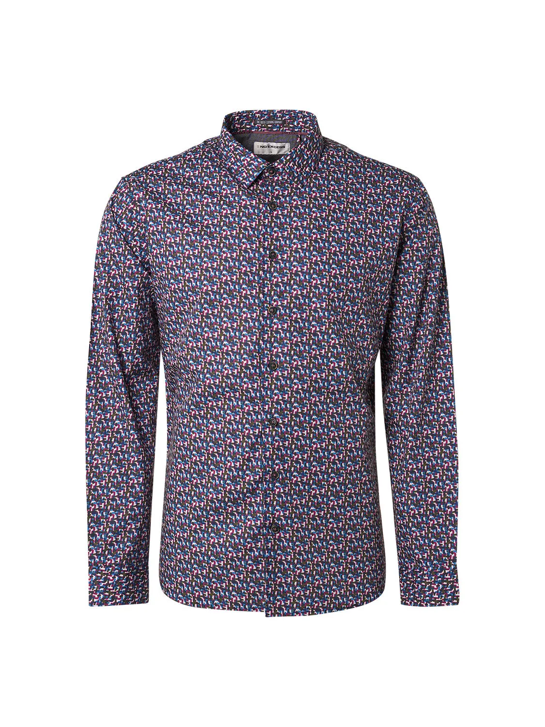 No Excess Mauve Allover Print Stretch Shirt