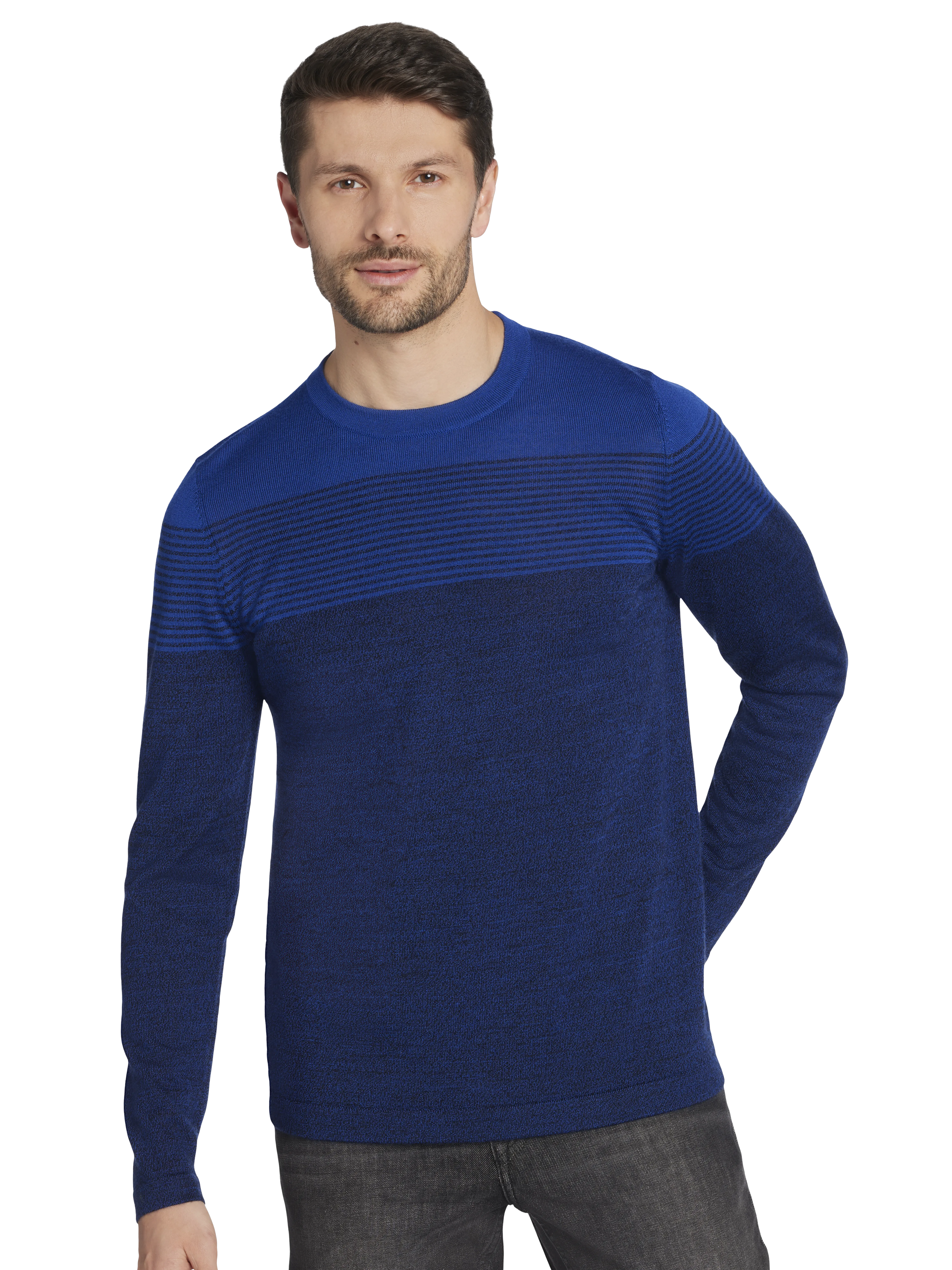 Ombre Stripe Crewneck Sweater in Slim Fit Style