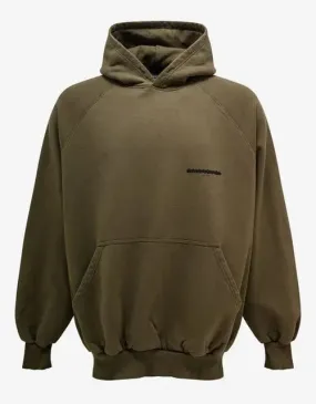 Oversized Khaki Hoodie with Balenciaga Strike 1917 Logo