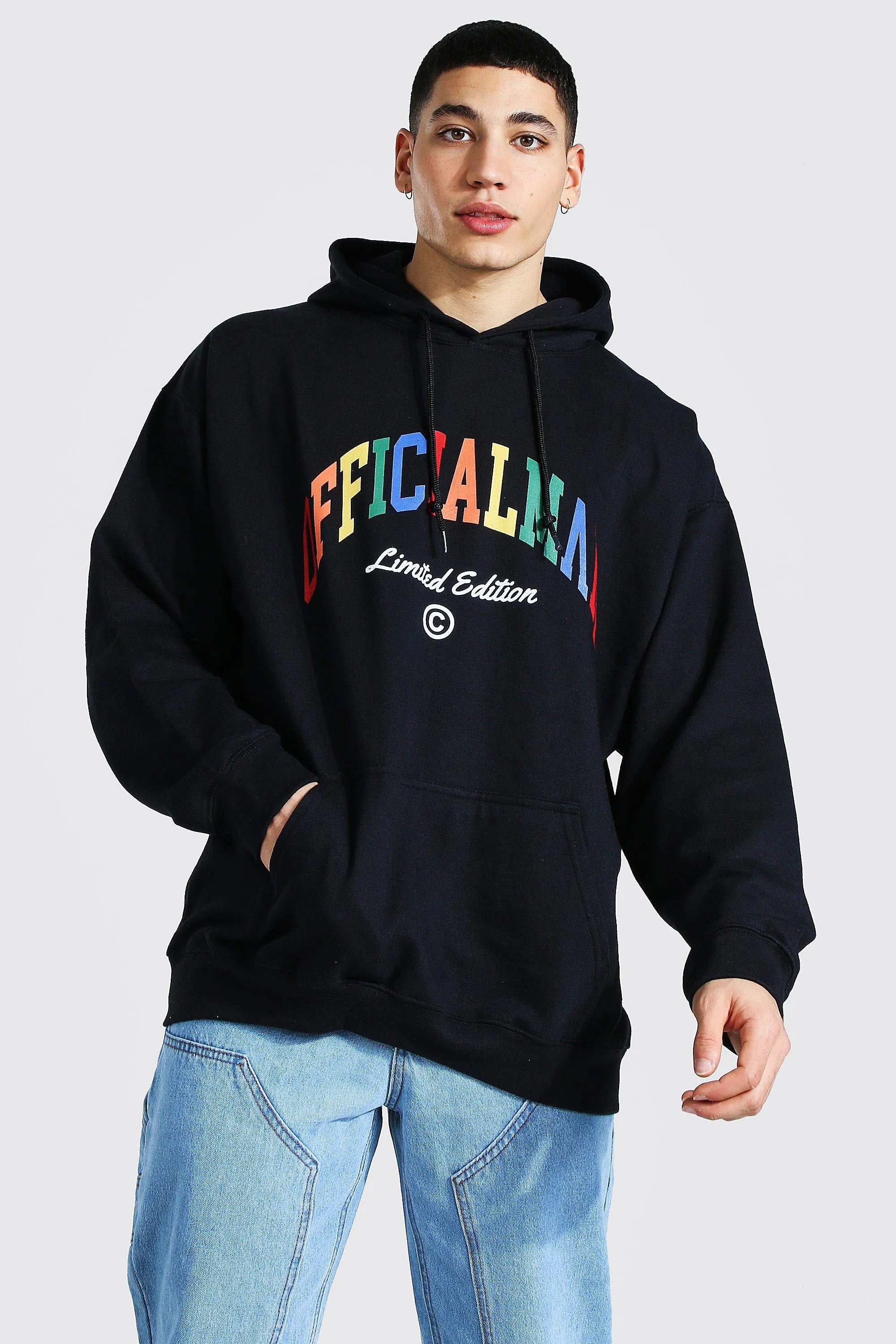 Oversized Man Print Hoodie