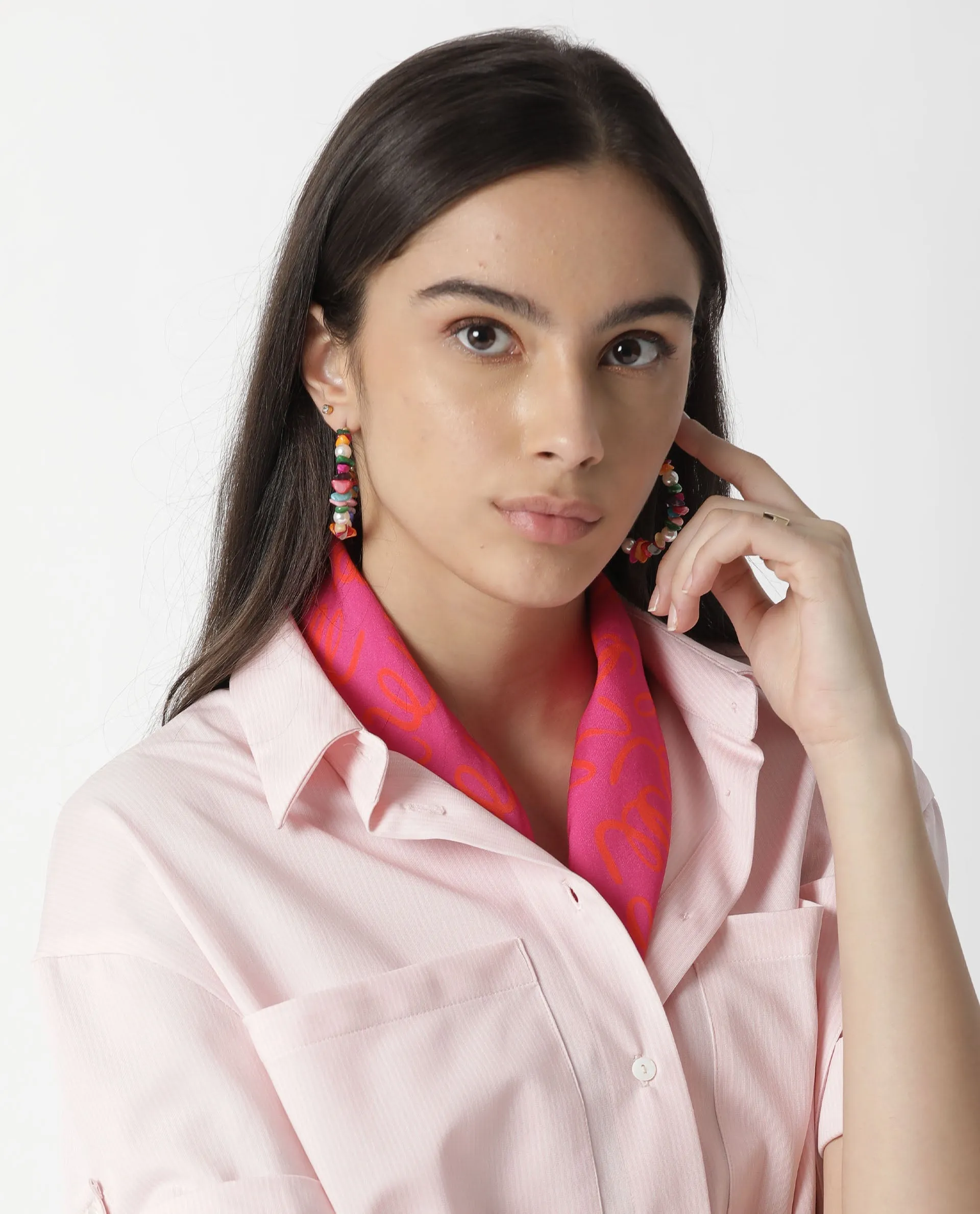 Pink Cotton Silk Ida Scarf for Women