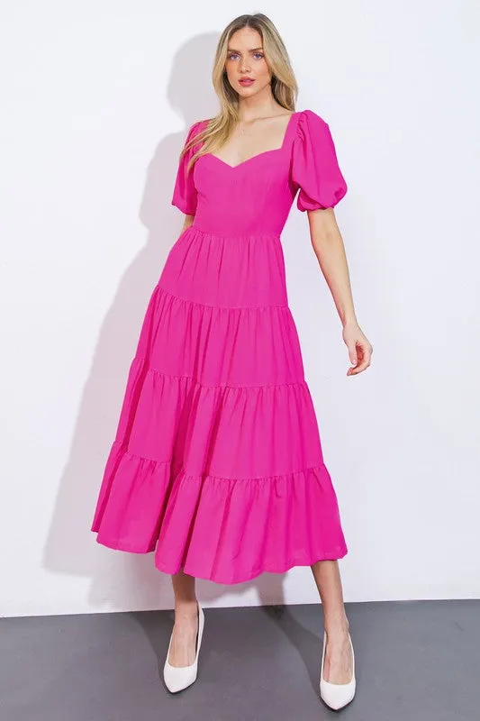 Tiered Pink Sweetheart Dress