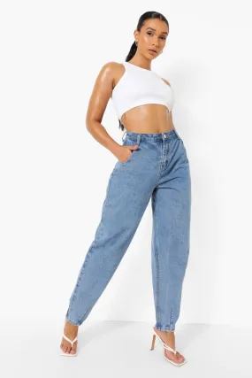 Pleated Tapered Leg Jeans