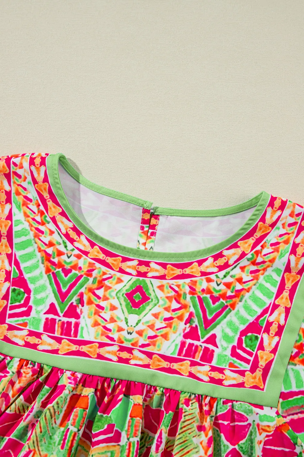 Printed Plus Size Round Neck Half Sleeve Blouse.