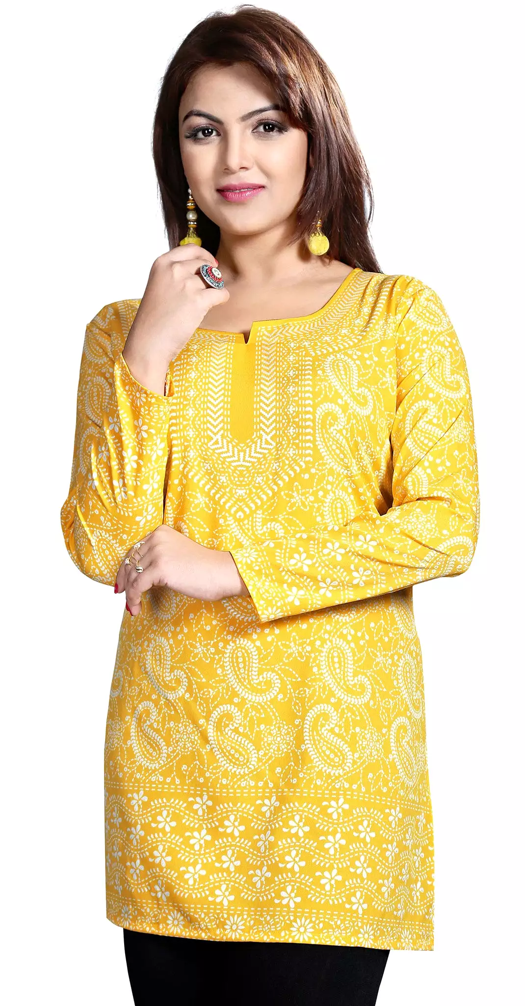 Printed Blouse India Clothing Yellow