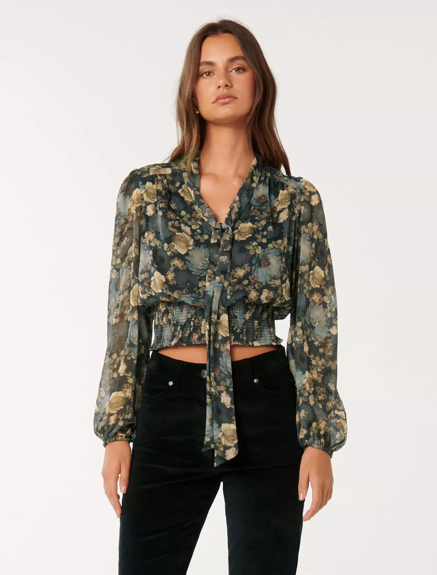 Printed Blouse Shirred Gloria