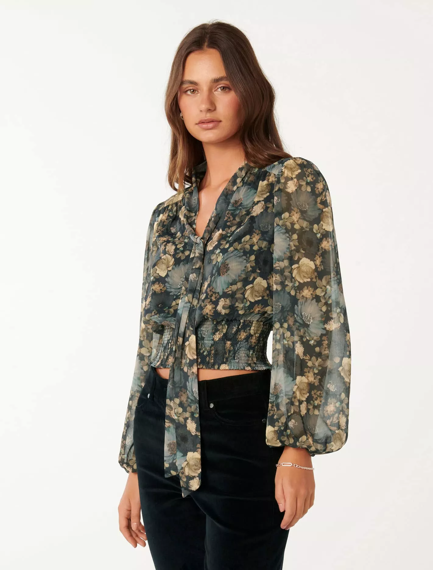 Printed Blouse Shirred Gloria