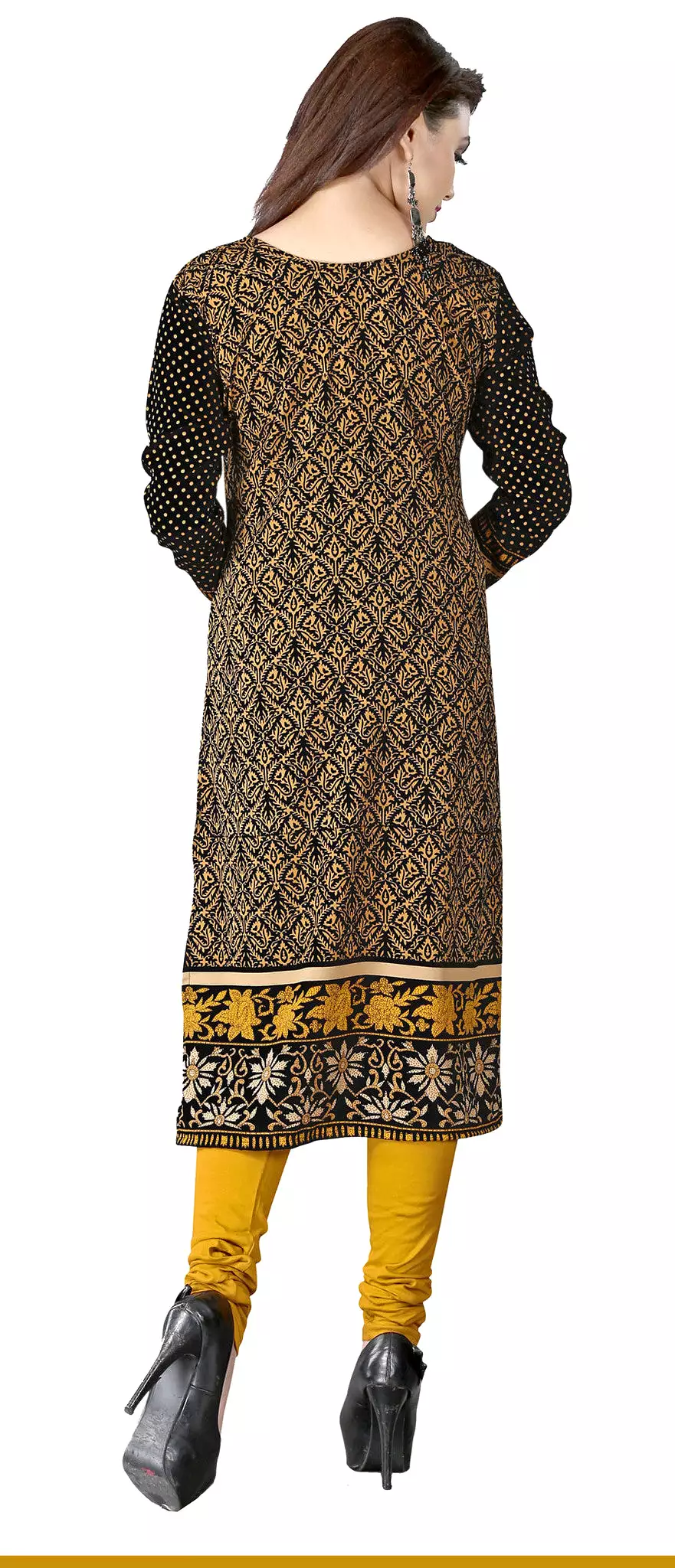 Printed Bronze Kurti Top Long Tunic Blouse - Womens India Clothing