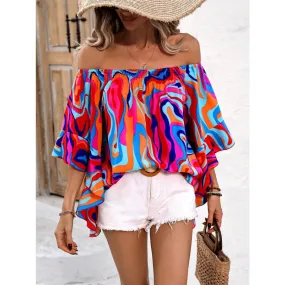 Off-Shoulder Printed Blouse