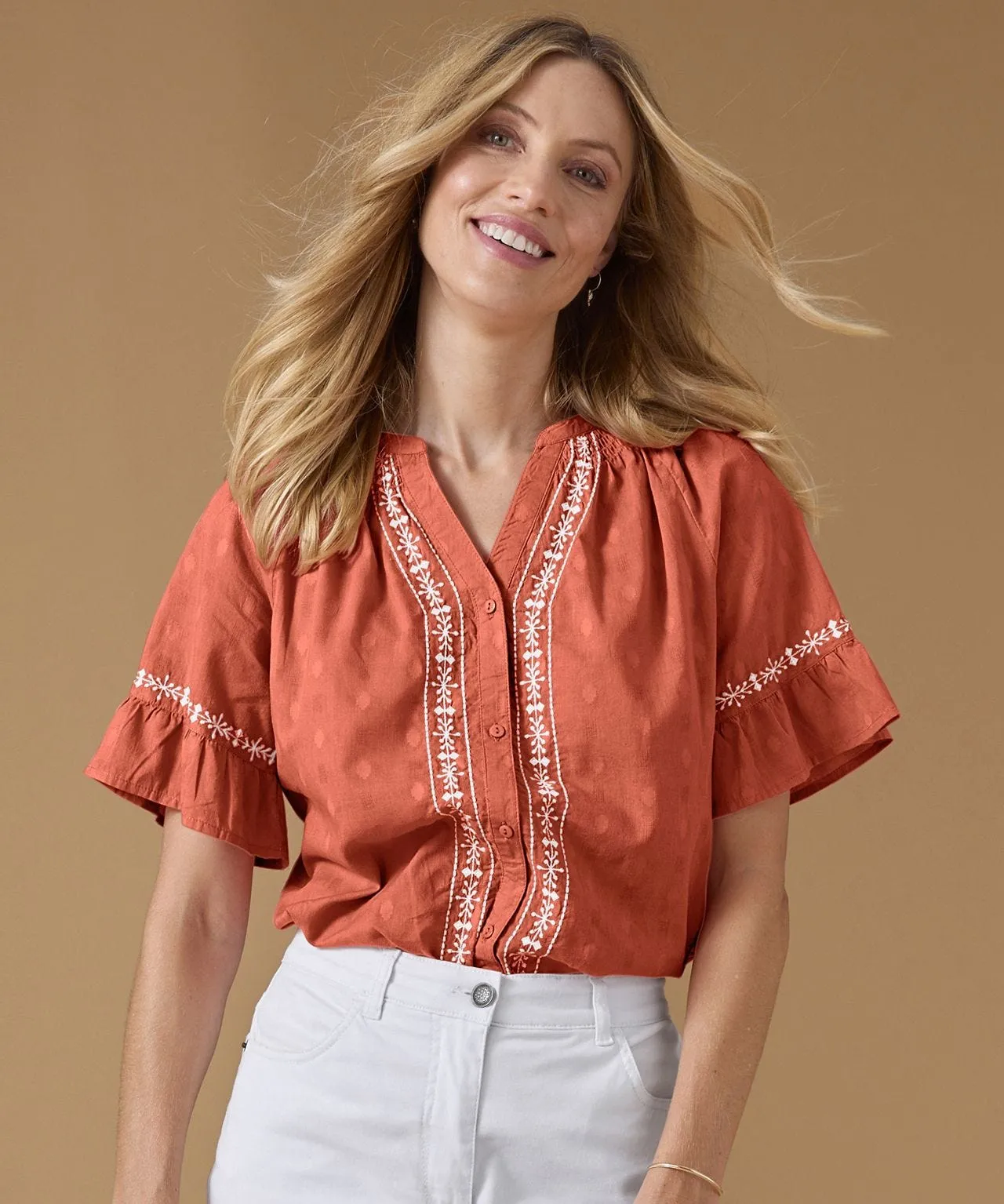 Boho Embroidered Cotton Blouse