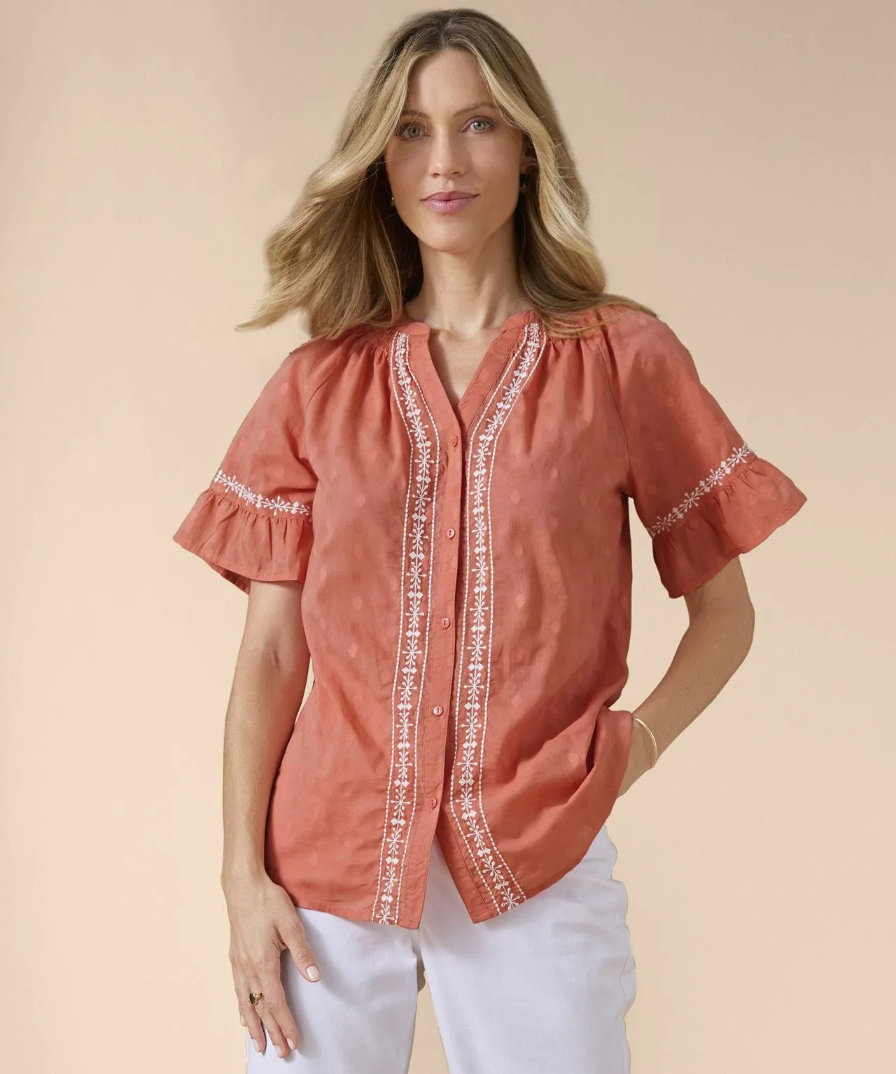 Boho Embroidered Cotton Blouse