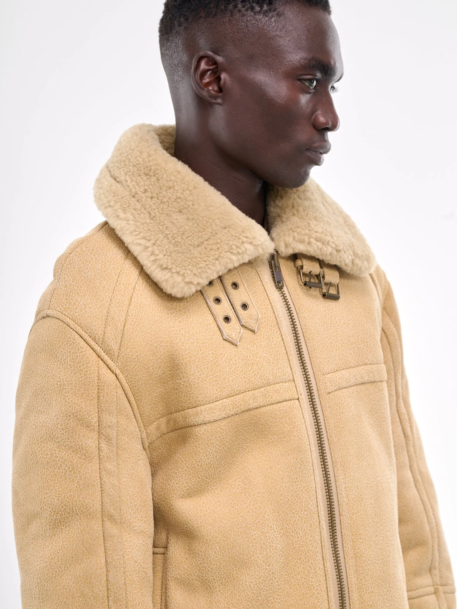 Shearling Leather Jacket (ES2424CA-CAMEL)