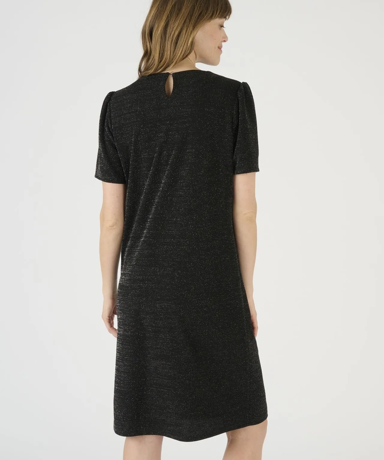 Slinky Gathered Neck Short Sleeved Dress