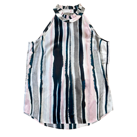 Sleeveless Scuba Printed Blouse - Mist Stripe