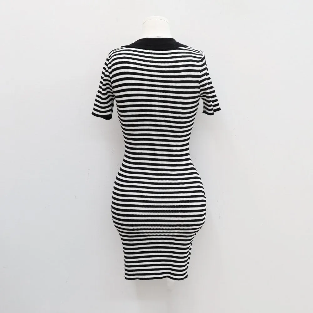 Striped Collared Mini Dress - CM29