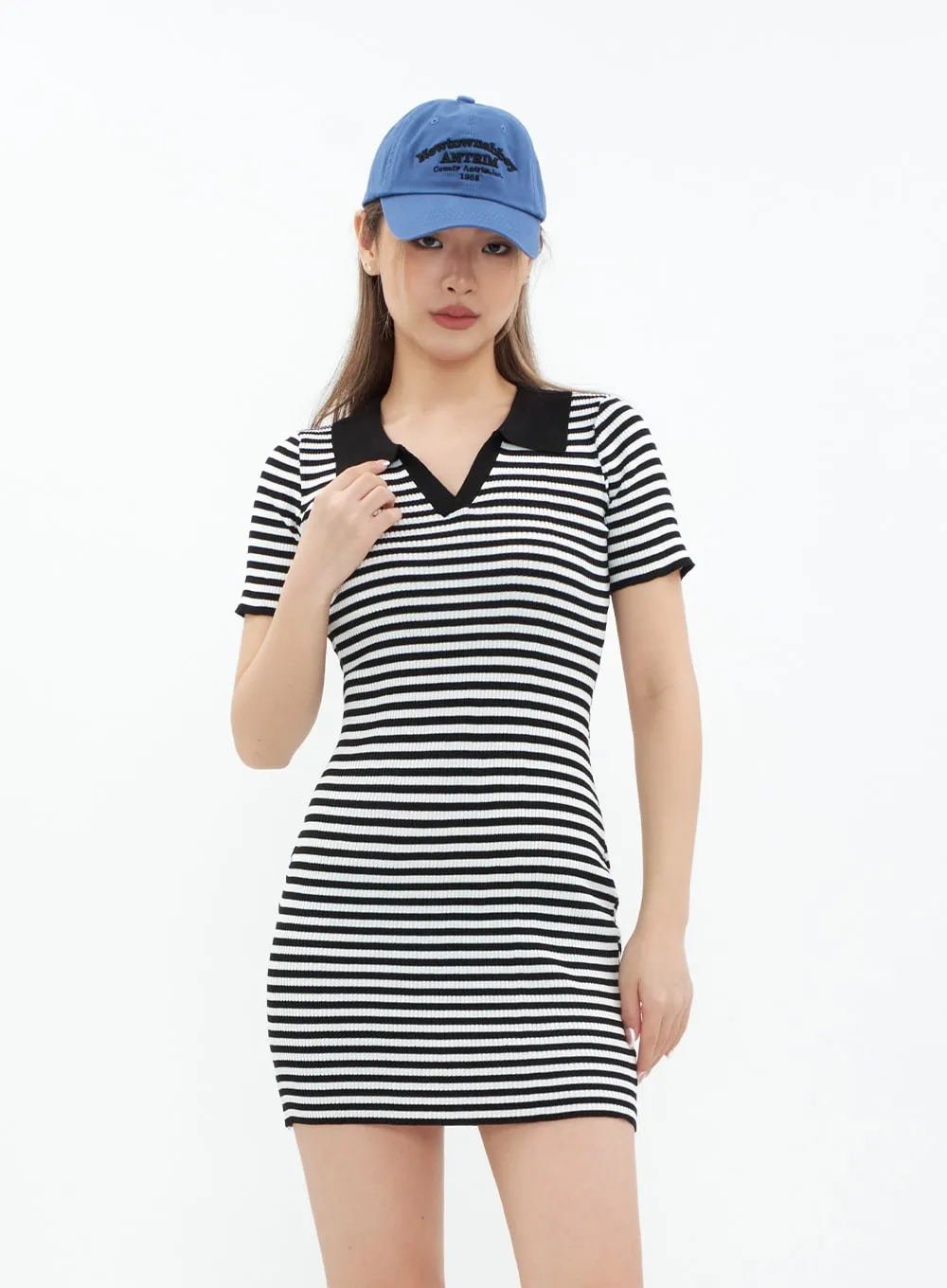 Striped Collared Mini Dress - CM29