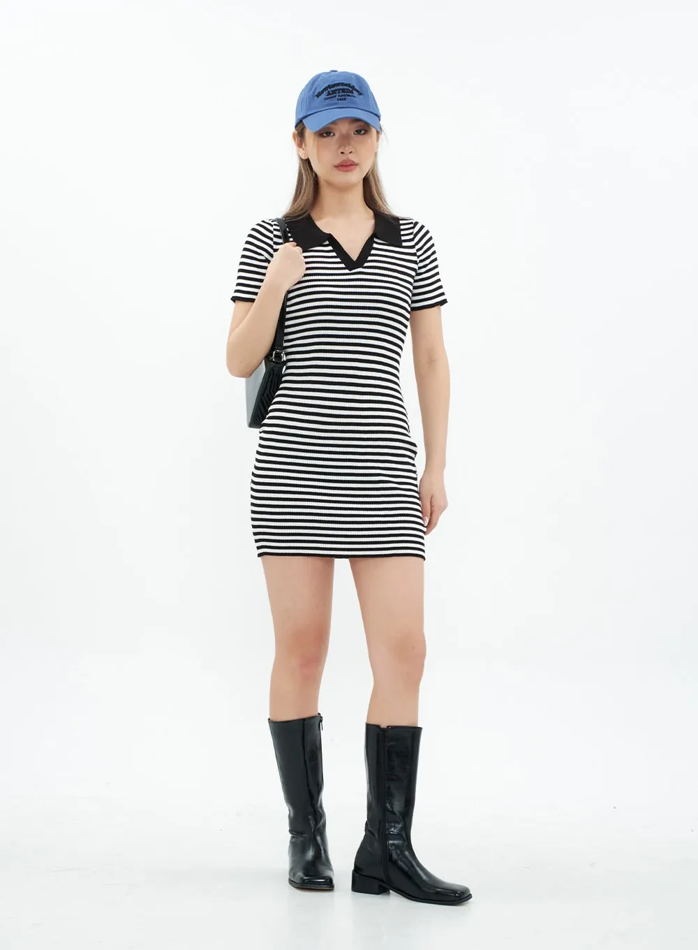 Striped Collared Mini Dress - CM29