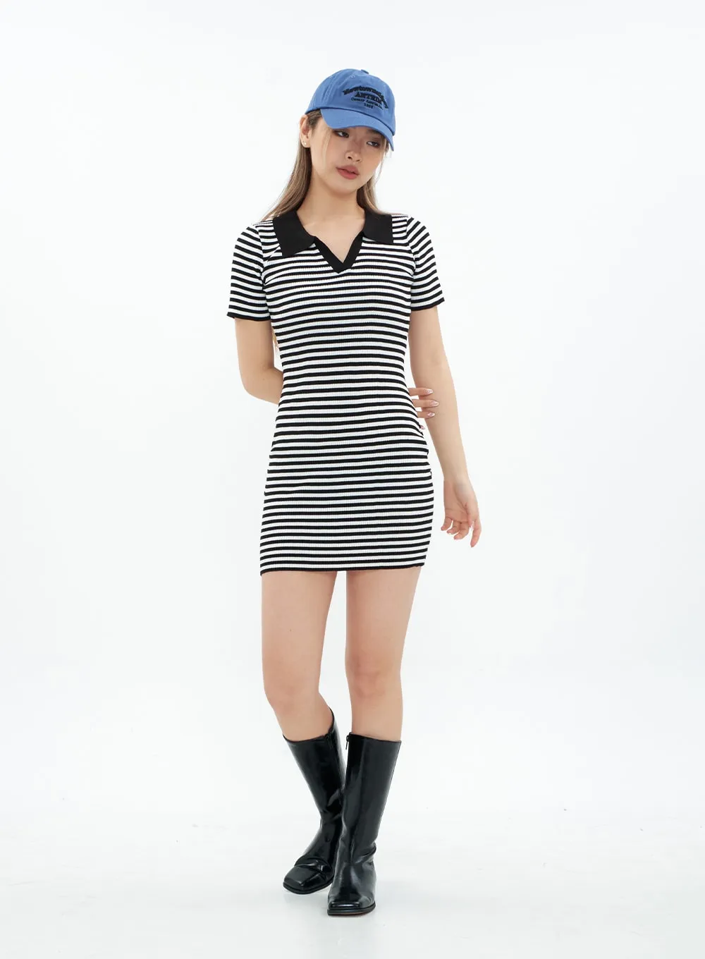 Striped Collared Mini Dress - CM29