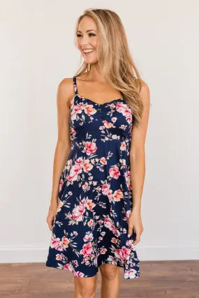 Navy Blue Sunkissed Floral Dress