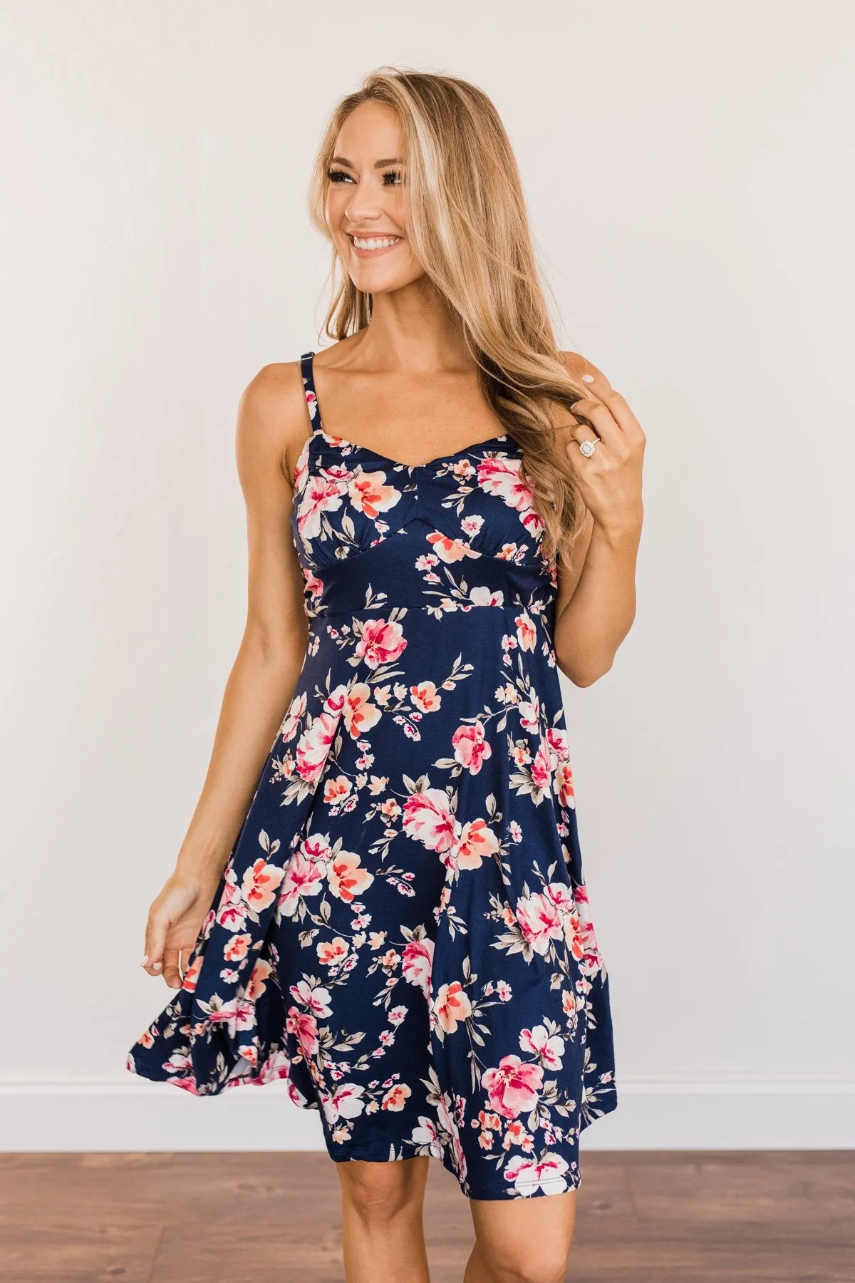 Navy Blue Sunkissed Floral Dress