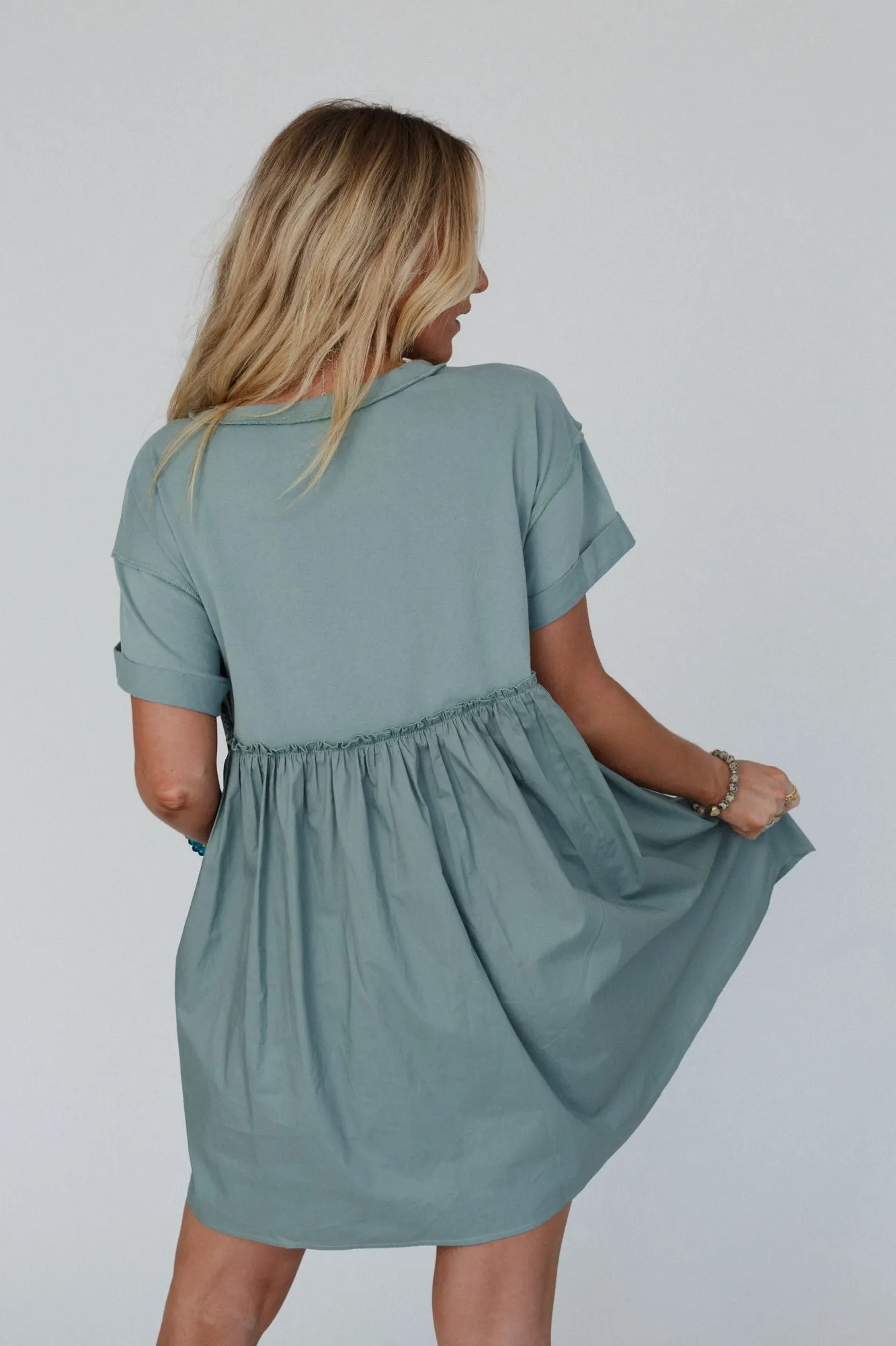 Sage Green Sweetheart Neckline T-Shirt Dress