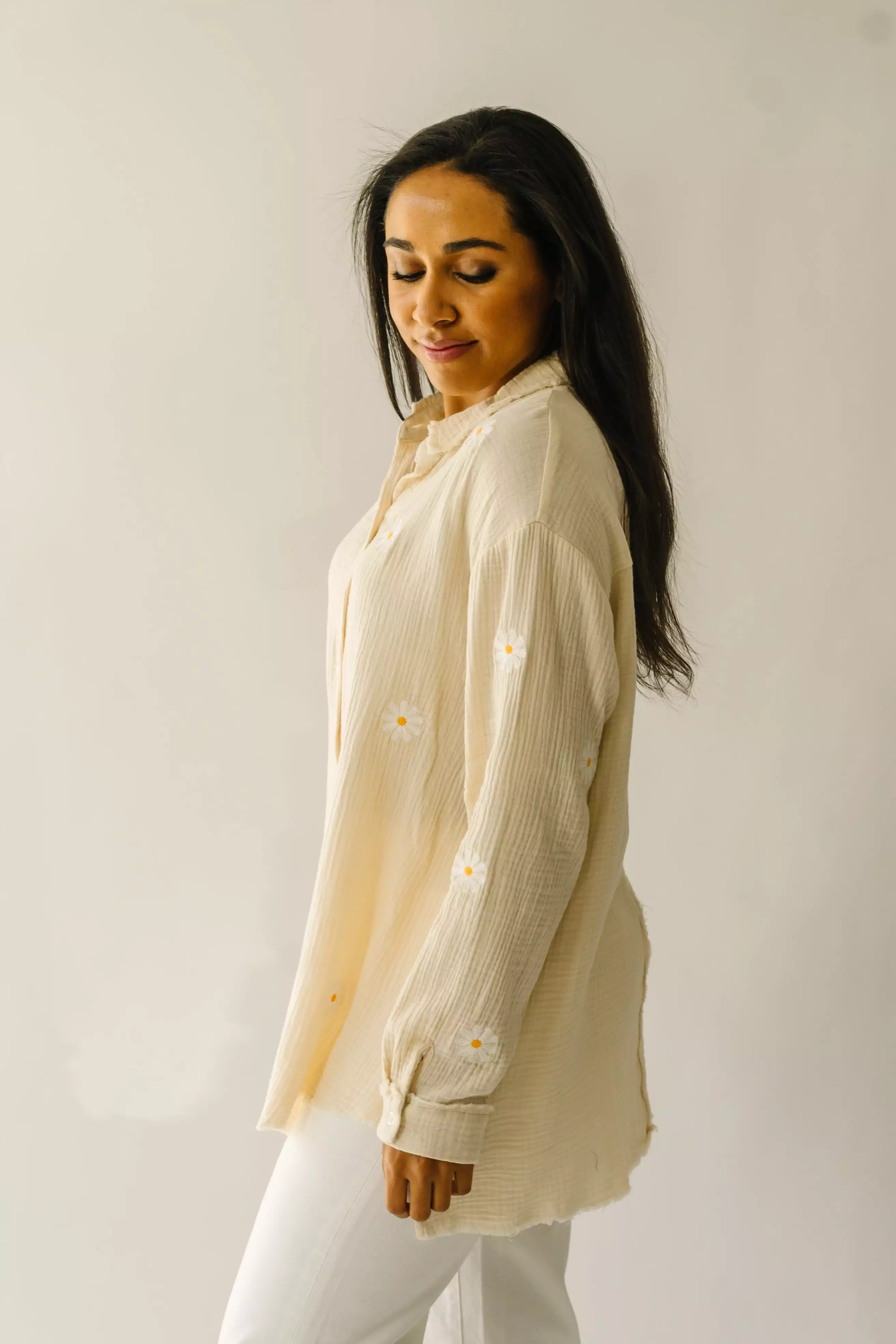 Taupe Daisy Embroidered Blouse at Baytown