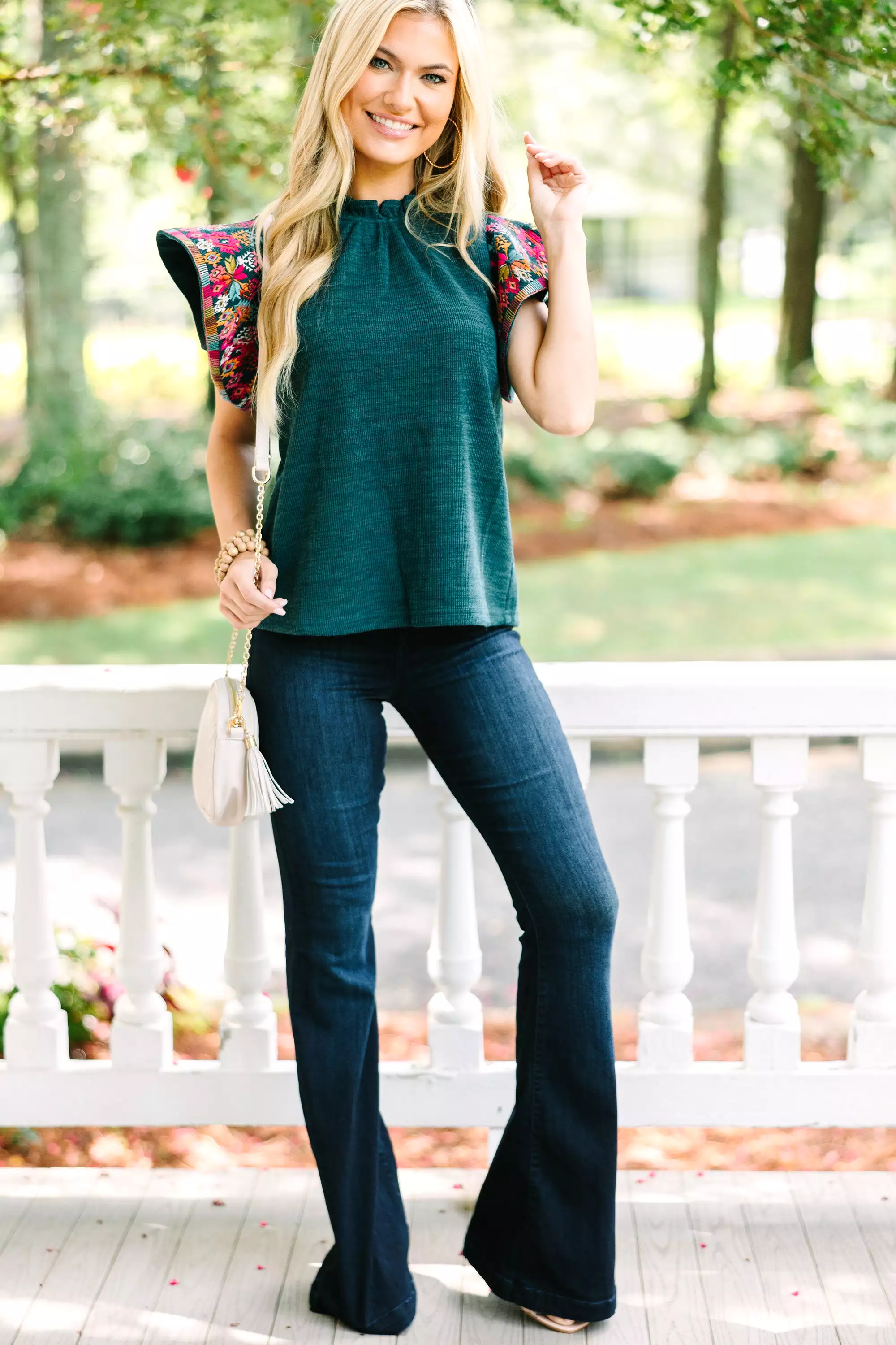 THML Teal Blue Embroidered Blouse - Buy Now!