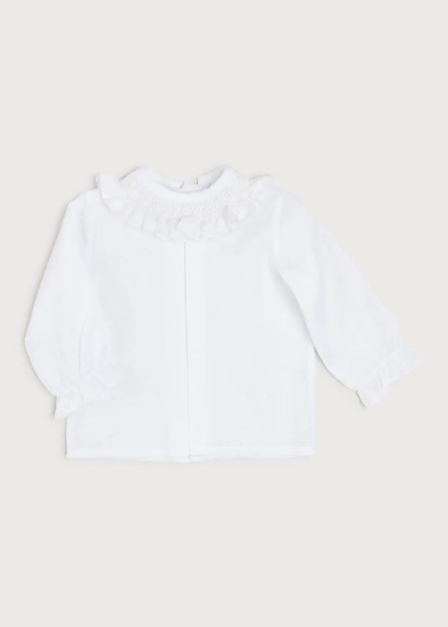 Off White Hand Embroidered Baby Blouse (Sizes 0-12 Months)