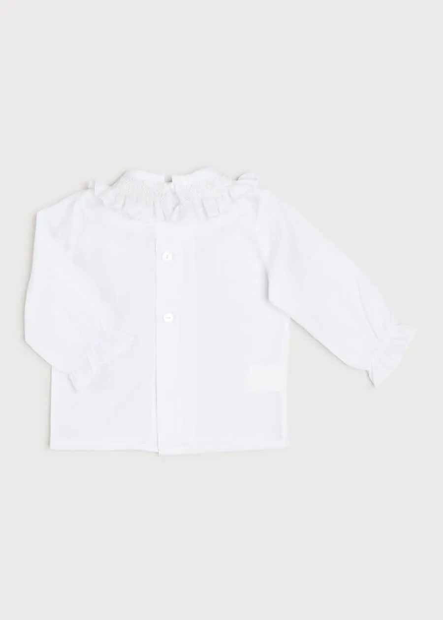 Off White Hand Embroidered Baby Blouse (Sizes 0-12 Months)