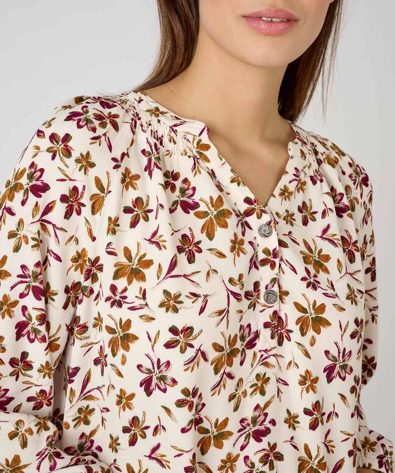 Printed Tunisian Collar Blouse