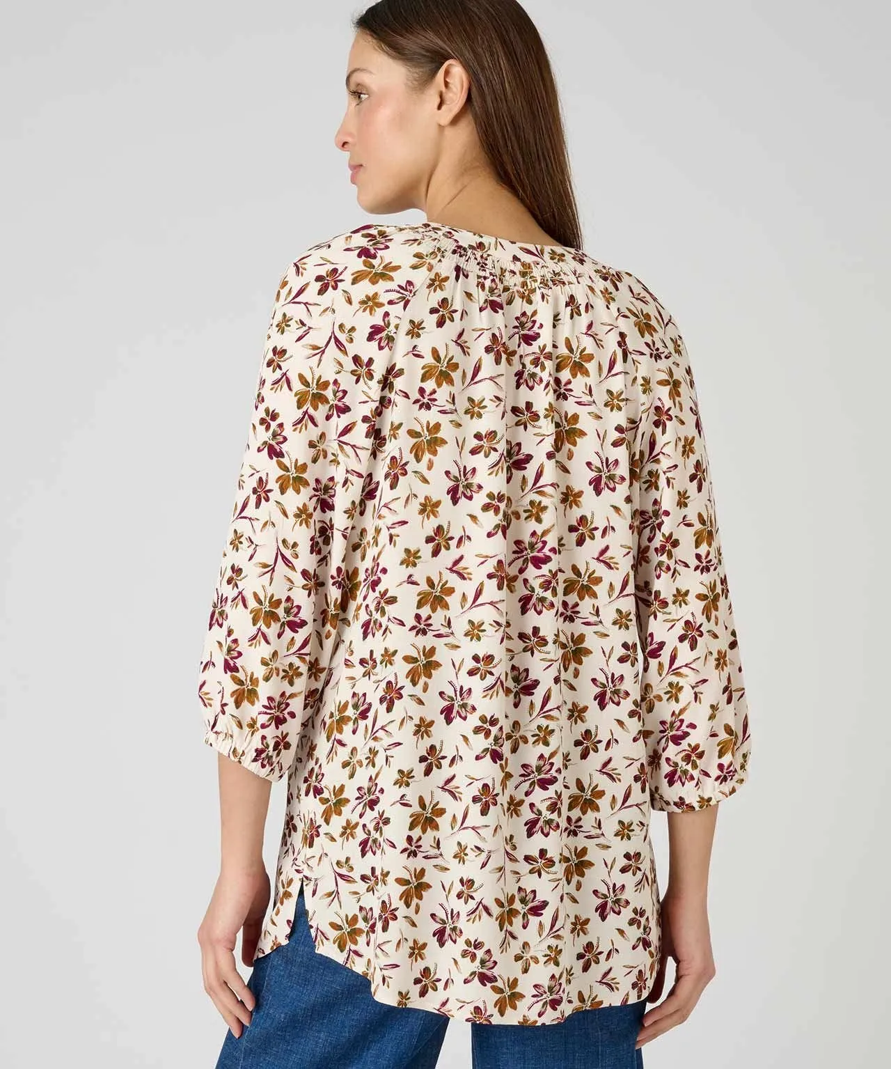 Printed Tunisian Collar Blouse