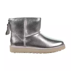 UGG Classic Mini Logo Zip Women's Boots - Silver Shiny Fashion