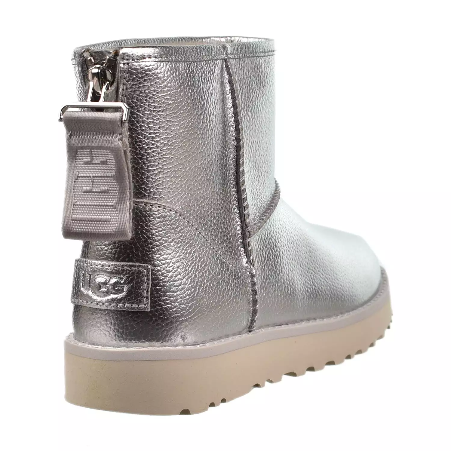 UGG Classic Mini Logo Zip Women's Boots - Silver Shiny Fashion