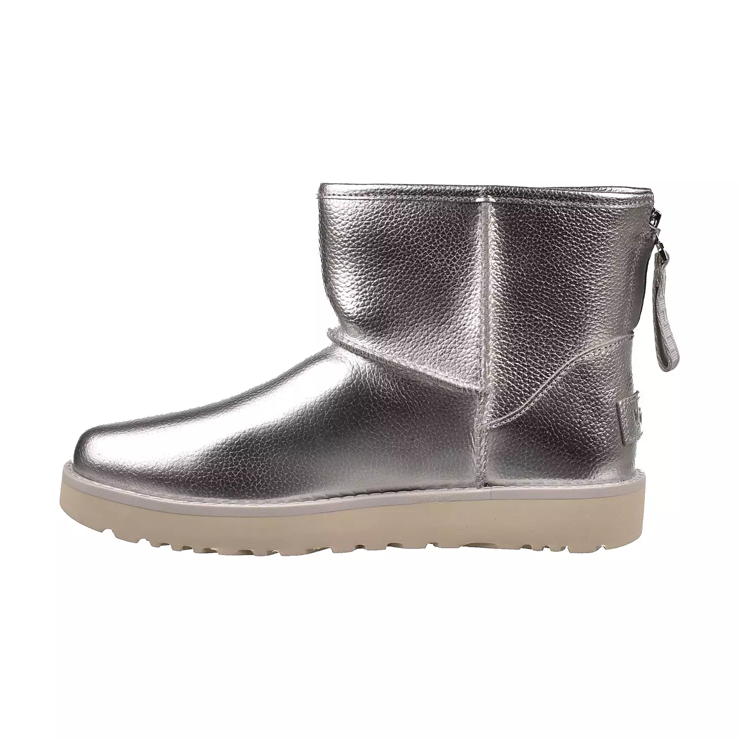 UGG Classic Mini Logo Zip Women's Boots - Silver Shiny Fashion